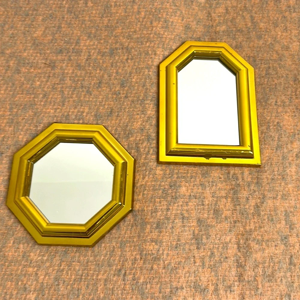 Two mini Vintage gold framed mirrors
